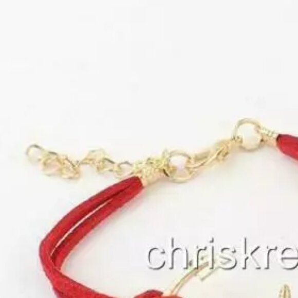 Suede Nautical Anchor Bracelet Island Ship Boat Leather Adjustable Gold Red - Picture 3 of 3